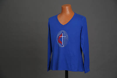 Picture of Royal Blue Crew Neck Long Sleeve Starburst Cross and Flame - LG