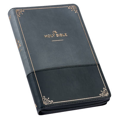 Picture of KJV Deluxe Gift Bible Two-Tone Black/Gray with Zipper Faux Leather