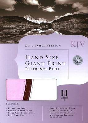 Picture of KJV Large Print Personal Size Reference Bible, Pink, Brown and White LeatherTouch