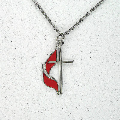 Picture of Small Cross & Flame Silver Plate Necklace