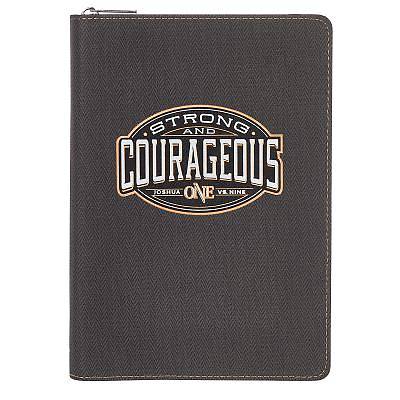 Picture of Journal Lux-Leather Strong & Courageous W/Zipper