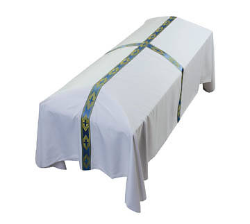 Picture of White Liberty Funeral Pall with Blue and Gold Bandingl 7' x 11'
