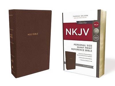 Picture of NKJV, Reference Bible, Personal Size Giant Print, Imitation Leather, Brown, Red Letter Edition, Comfort Print