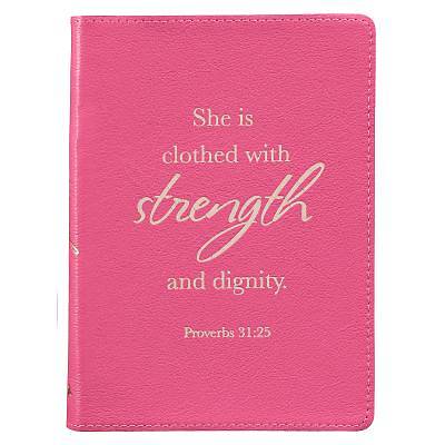 Picture of Journals Full Grain Genuine Leather Strong & Courageous Pink