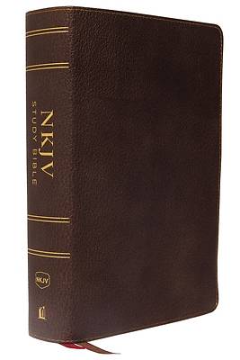 Picture of NKJV Study Bible, Premium Calfskin Leather, Brown, Full-Color, Thumb Indexed, Comfort Print