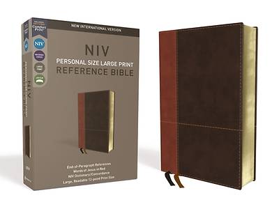 Picture of NIV, Personal Size Reference Bible, Large Print, Imitation Leather, Brown, Red Letter Edition, Comfort Print