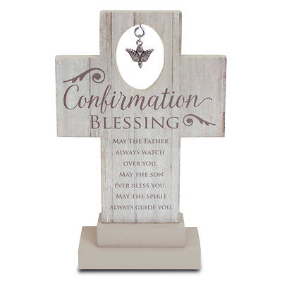 Picture of Confirmation Blessing with Metal Dove Charm Cross - Standing 6"