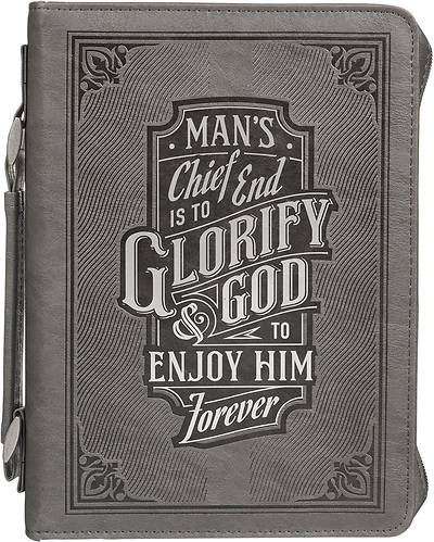 Picture of Glorify God Gray Faux Leather Classic Bible Cover Large