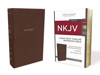 Picture of NKJV, Thinline Reference Bible, Large Print, Imitation Leather, Brown, Red Letter Edition, Comfort Print