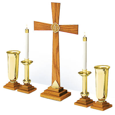 Picture of Artistic Exaltation Altar Set - Solid Walnut with Brass Accents
