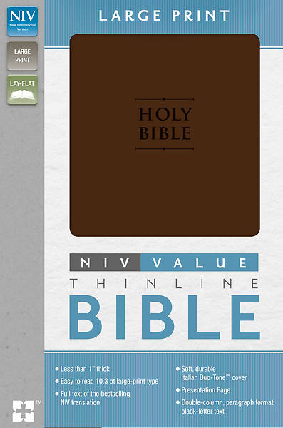 Picture of NIV Premium Value Thinline Bible, Large Print Imi Lthr Chocolate