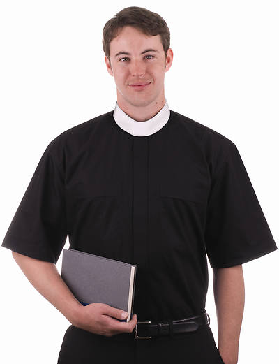 Picture of Short Sleeve Neckband Clergy Shirt Black - 15"