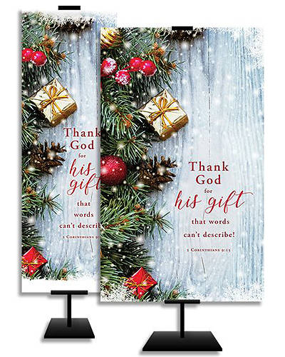 Picture of Thank God For His Gift Christmas Banner 3 x 5 Fabric