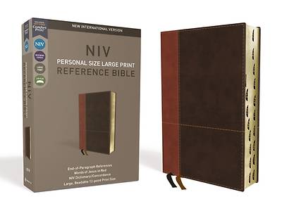 Picture of NIV, Personal Size Reference Bible, Large Print, Imitation Leather, Brown, Indexed, Red Letter Edition, Comfort Print