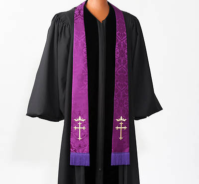 Picture of Silk Purple Cross and Crown Stole