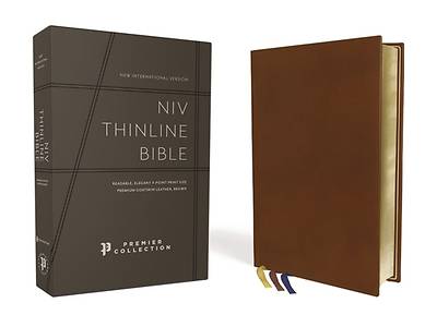 Picture of Niv, Thinline Bible, Premium Goatskin Leather, Brown, Premier Collection, Black Letter, Art Gilded Edges, Comfort Print