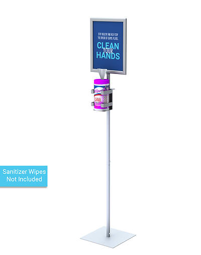Picture of Sanitizing Wipe Dispenser Floor Stand with Small Sign Frame