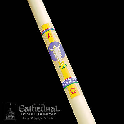 Picture of Cathedral He Is Risen Paschal Candle 1-15/16" x 27"