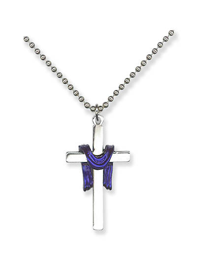 Picture of Silver Cross Pendant with Purple Pall