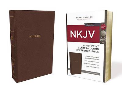 Picture of NKJV, Reference Bible, Center-Column Giant Print, Imitation Leather, Brown, Red Letter Edition, Comfort Print
