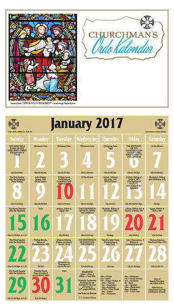 Picture of Ashby Churchman's Ordo Kalendar 2017
