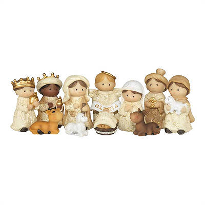 Picture of 11 Piece Children's Nativity Gold Flex Set