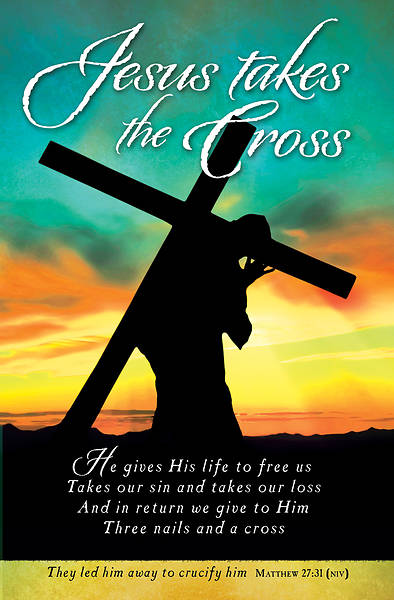 Picture of Jesus Takes the Cross Good Friday Regular Size Bulletin