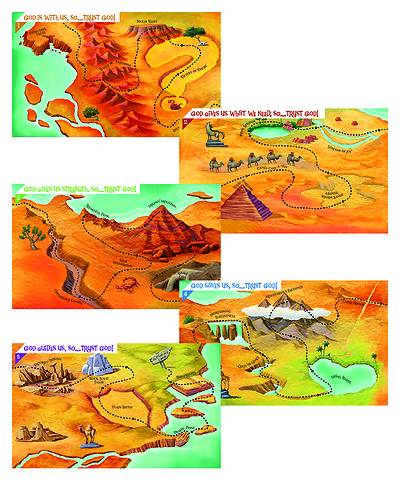 Picture of Vacation Bible School (VBS) 2020 Wilderness Escape God Sightings Giant Maps (set of 5 maps)