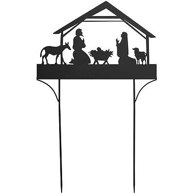 Picture of Black Silhouette Manger Scene - Metal Yard Sign