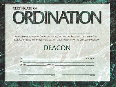 Picture of Certificate Ordination of Deacon Package of 6