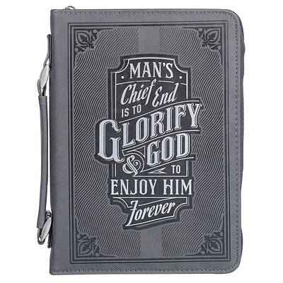 Picture of Glorify God Gray Faux Leather Classic Bible Cover Medium