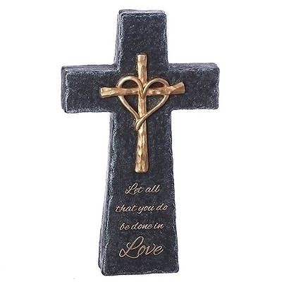 Picture of Heart of Gold Black Table Cross 11.75"