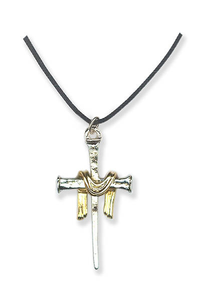 Picture of Silver Nail Cross Pendant with Gold Pall
