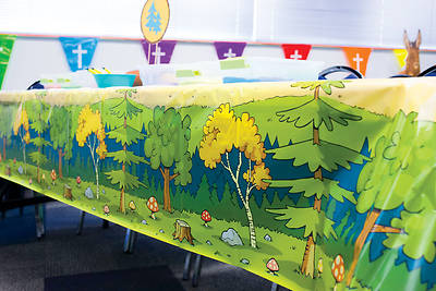 Picture of Vacation Bible School (VBS) 2018 Splash Canyon Woodland Table Cover