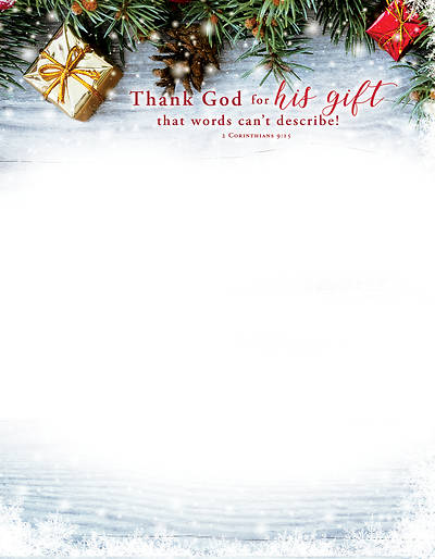 Picture of Christmas Thank God for His Gift 2 Corinthians 9:15 Letterhead