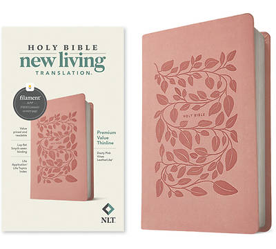 Picture of NLT Premium Value Thinline Bible, Filament-Enabled Edition (Leatherlike, Dusty Pink Vines)