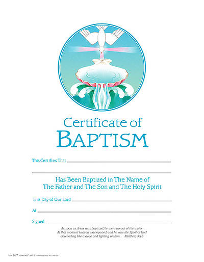 Picture of Baptism Certificate Pack of 25