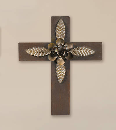 Picture of San Rafael Wall Cross: Brown with Flower