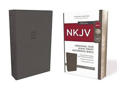 Picture of NKJV, Reference Bible, Personal Size Giant Print, Imitation Leather, Gray, Red Letter Edition, Comfort Print