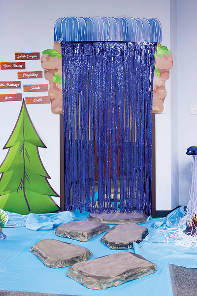 Picture of Vacation Bible School (VBS) 2018 Splash Canyon Blue Fringe Curtain - Large