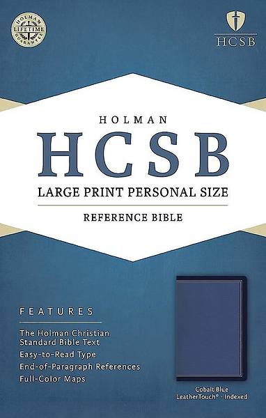 Picture of HCSB Large Print Personal Size Bible, Cobalt Blue Leathertouch, Indexed