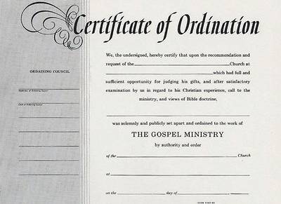 Picture of Certificate of Minister Ordination Billfold Card