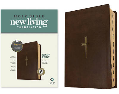 NLT Giant Print Bible, Filament Enabled (Leatherlike, Rustic Brown Gold Cross, Indexed, Red Letter)