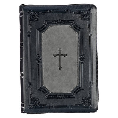 Picture of KJV Super Giant Print Bible Two-Tone Gray Faux Leather