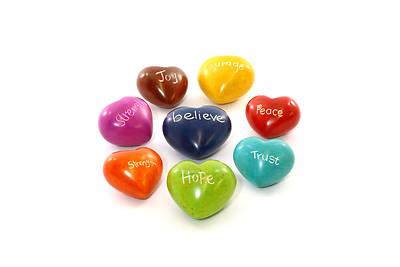 Picture of Kenya Soapstone Wisdom Hearts Set of 8 - Various Colors