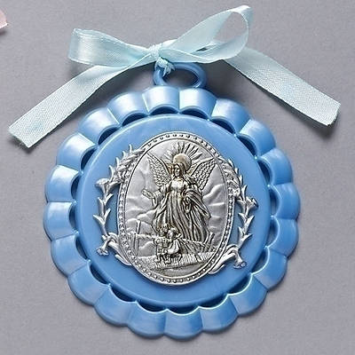Picture of Guardian Angel Cradle Medal  Blue 4.25"
