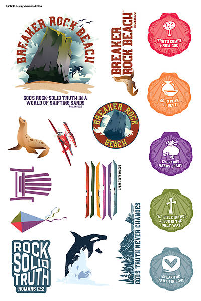 Picture of Vacation Bible School VBS 2024 Breaker Rock Beach Theme Stickers 10 Sheets