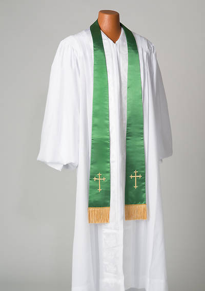 Picture of Satin Green Latin Cross Stole