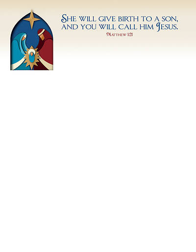 Picture of Christmas She Will Give Birth to a Son Matt 1:21 Letterhead