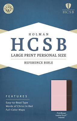 Picture of HCSB Large Print Personal Size Bible, Pink/Brown Leathertouch Indexed